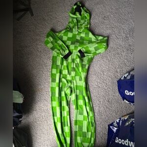 Minecraft 10/12 Green Creeper Hooded One Piece Pajamas